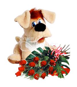 plush doggy with roses